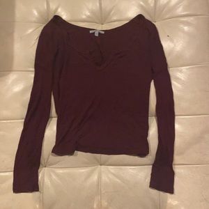 Charlotte Russe Burgundy Ribbed Long Sleeve